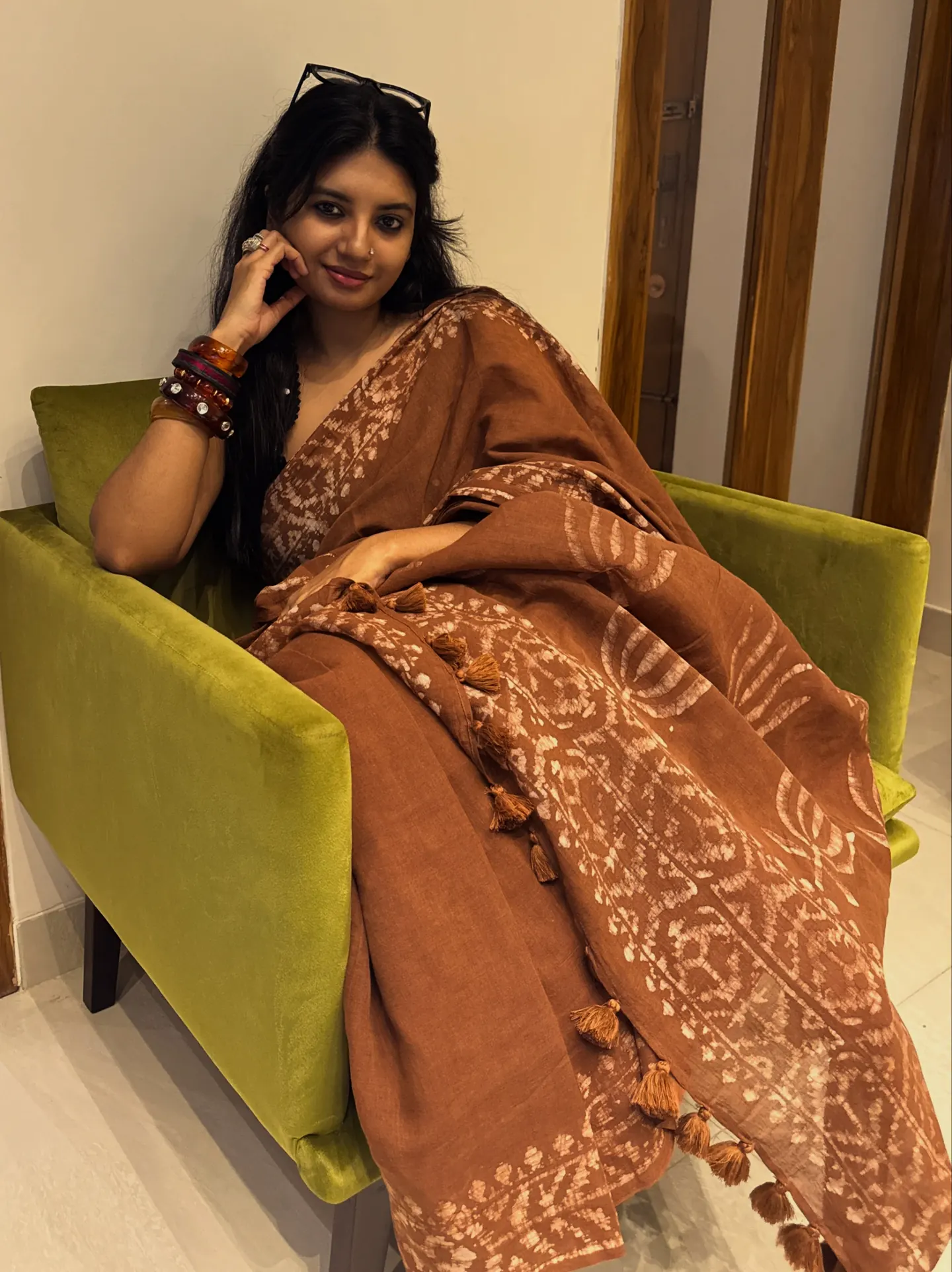 Cinnamon Brown Handloom Cotton — Natural Dye Cotton saree