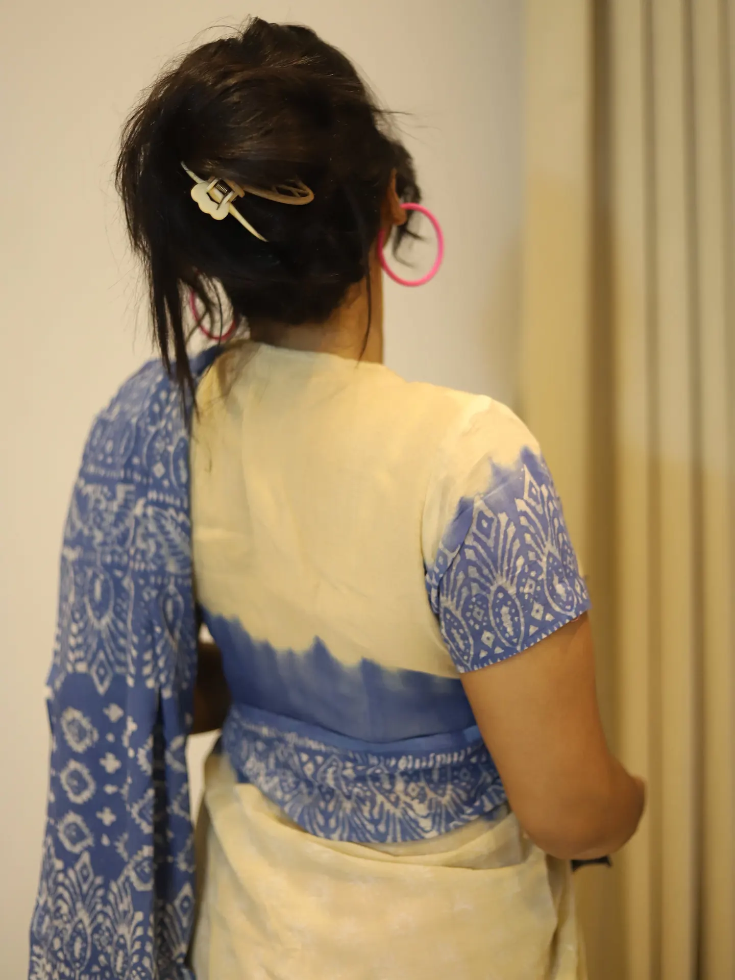 Cream & Cobalt Handloom Cotton, photo 4