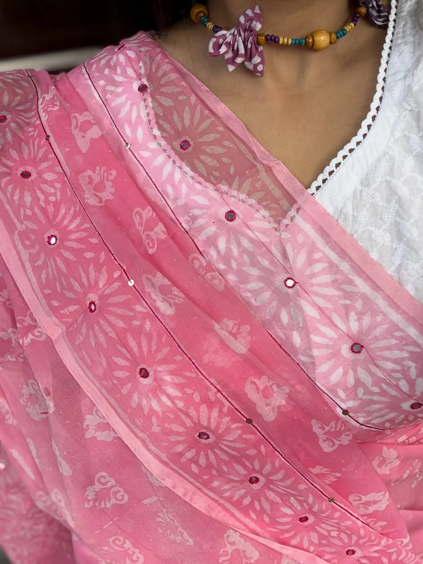 Pink Semi Muslin Kaarchupi, photo 2