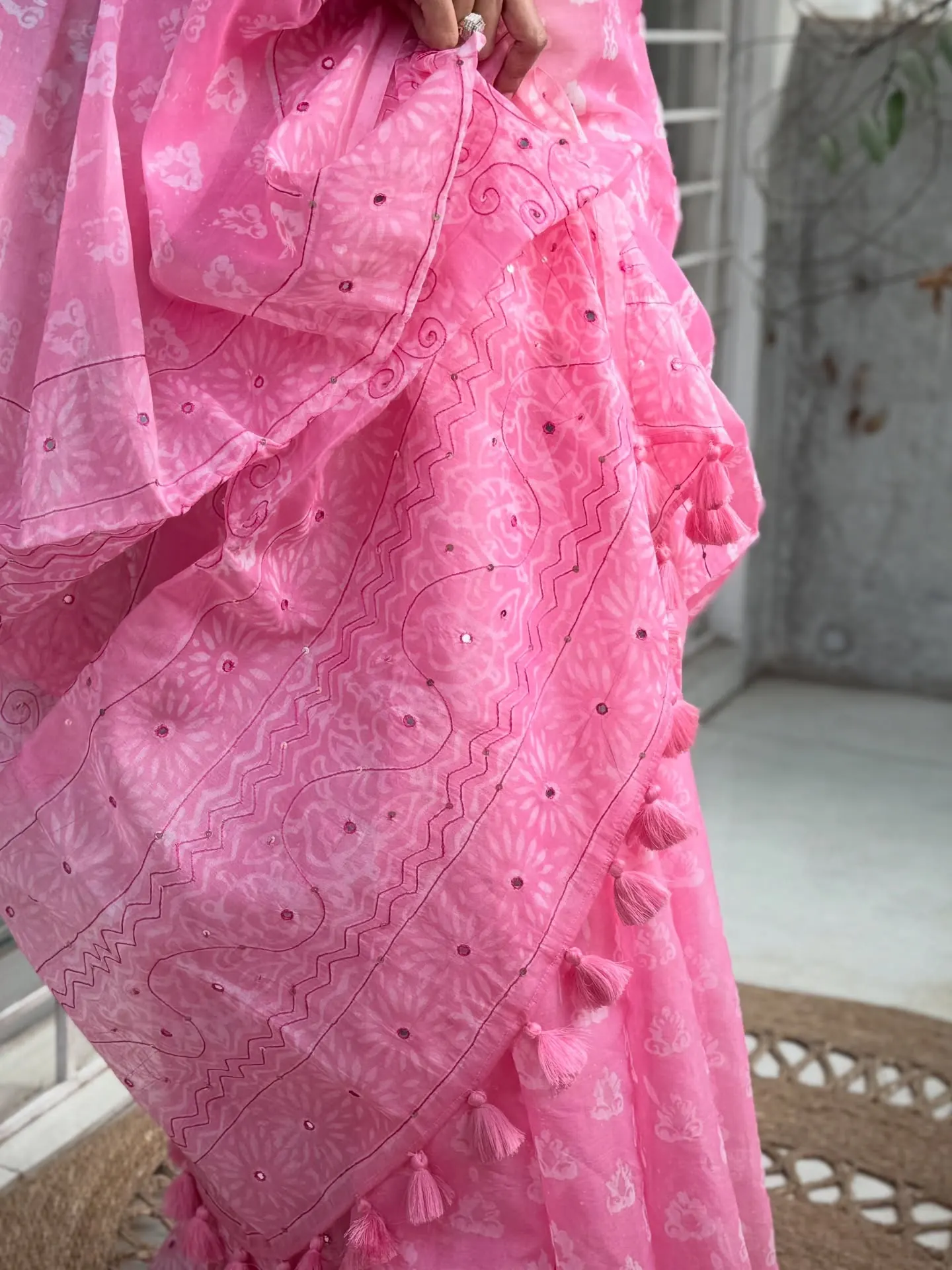 Pink Semi Muslin Kaarchupi, photo 3