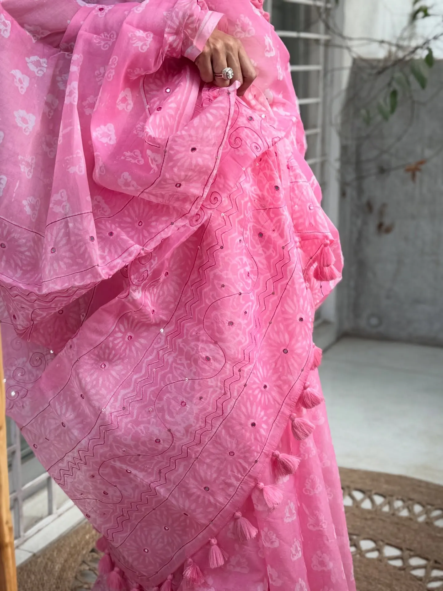 Pink Semi Muslin Kaarchupi, photo 4