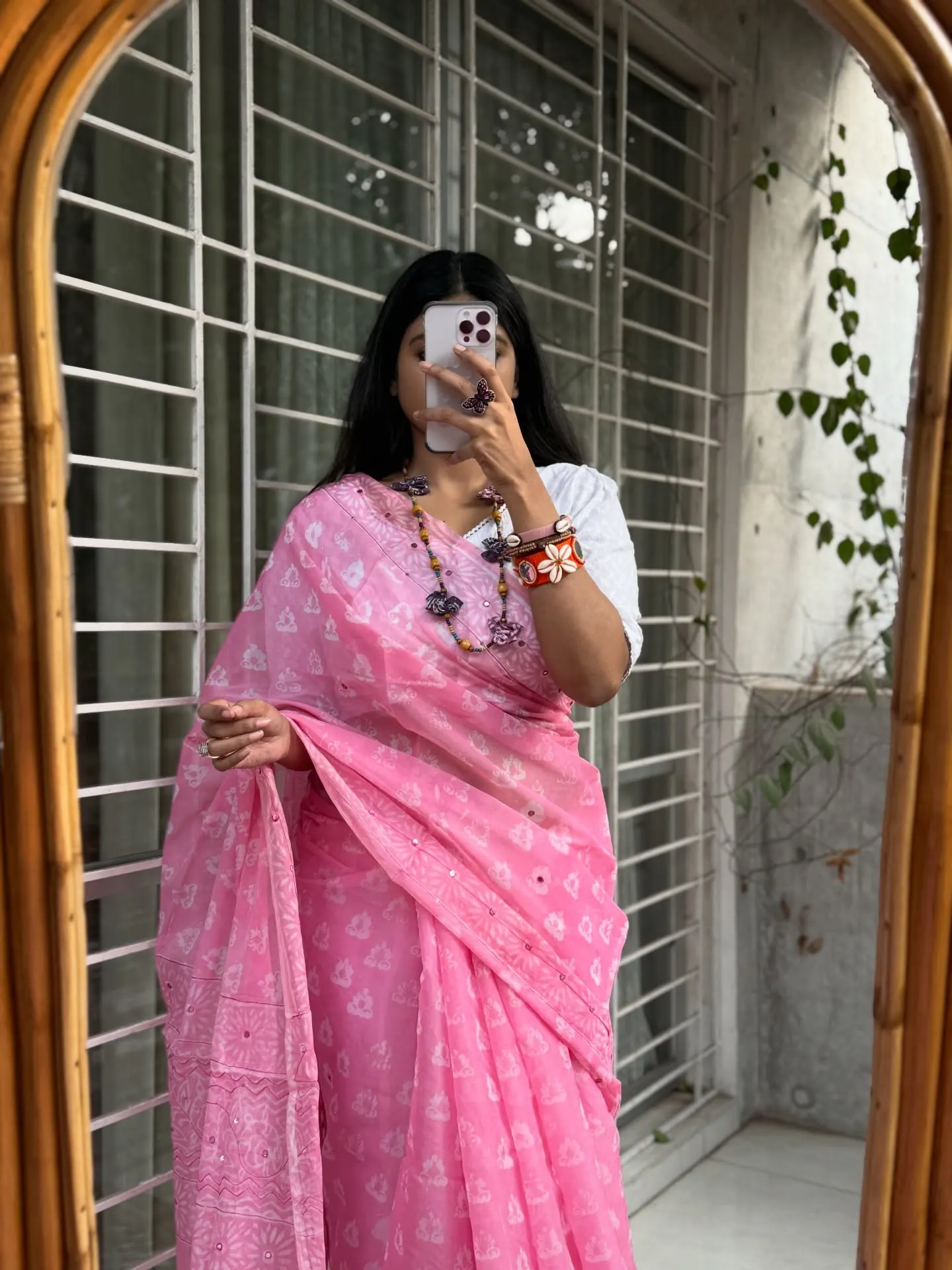 Pink Semi Muslin Kaarchupi, photo 5