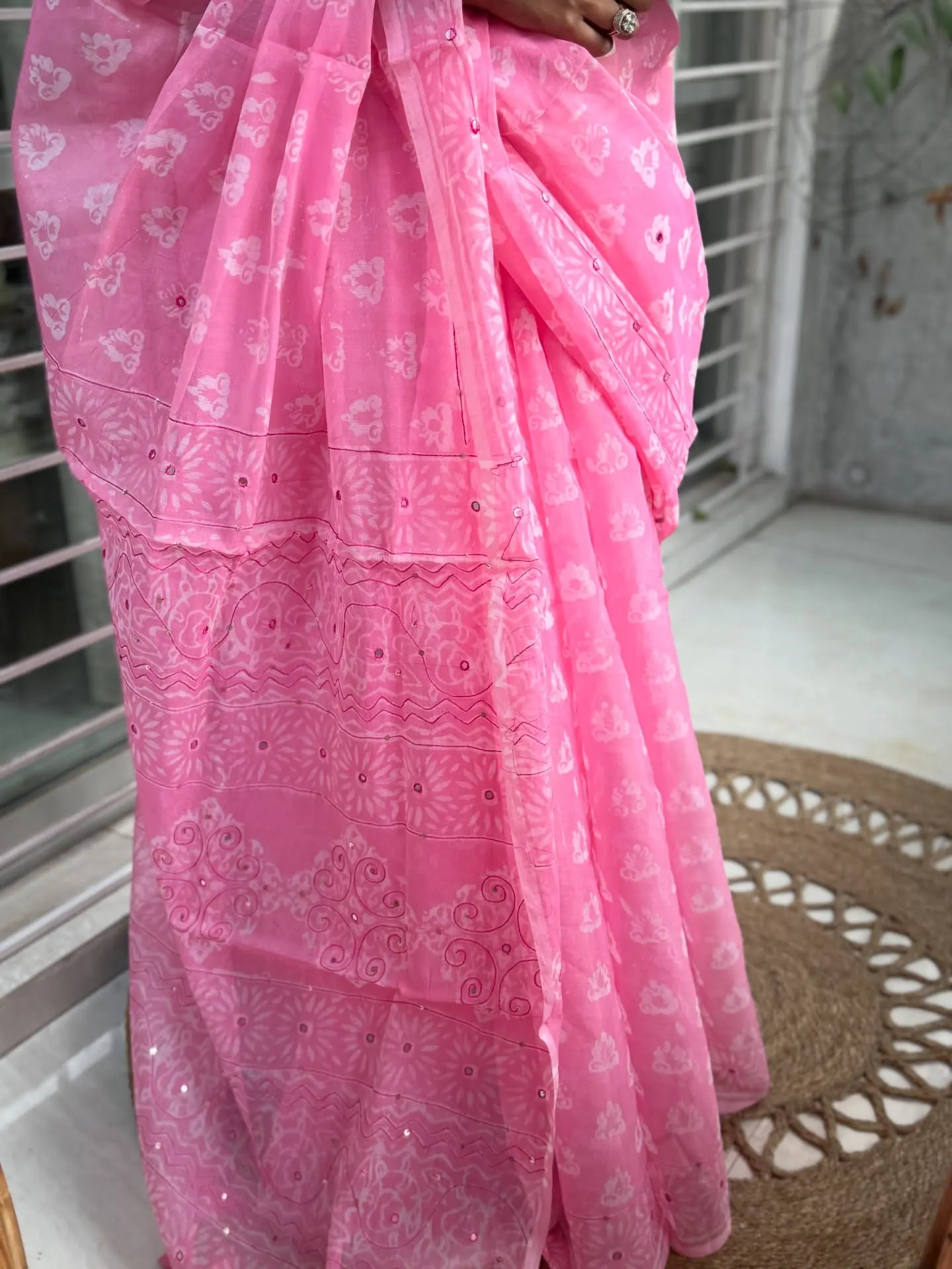 Pink Semi Muslin Kaarchupi, photo 6