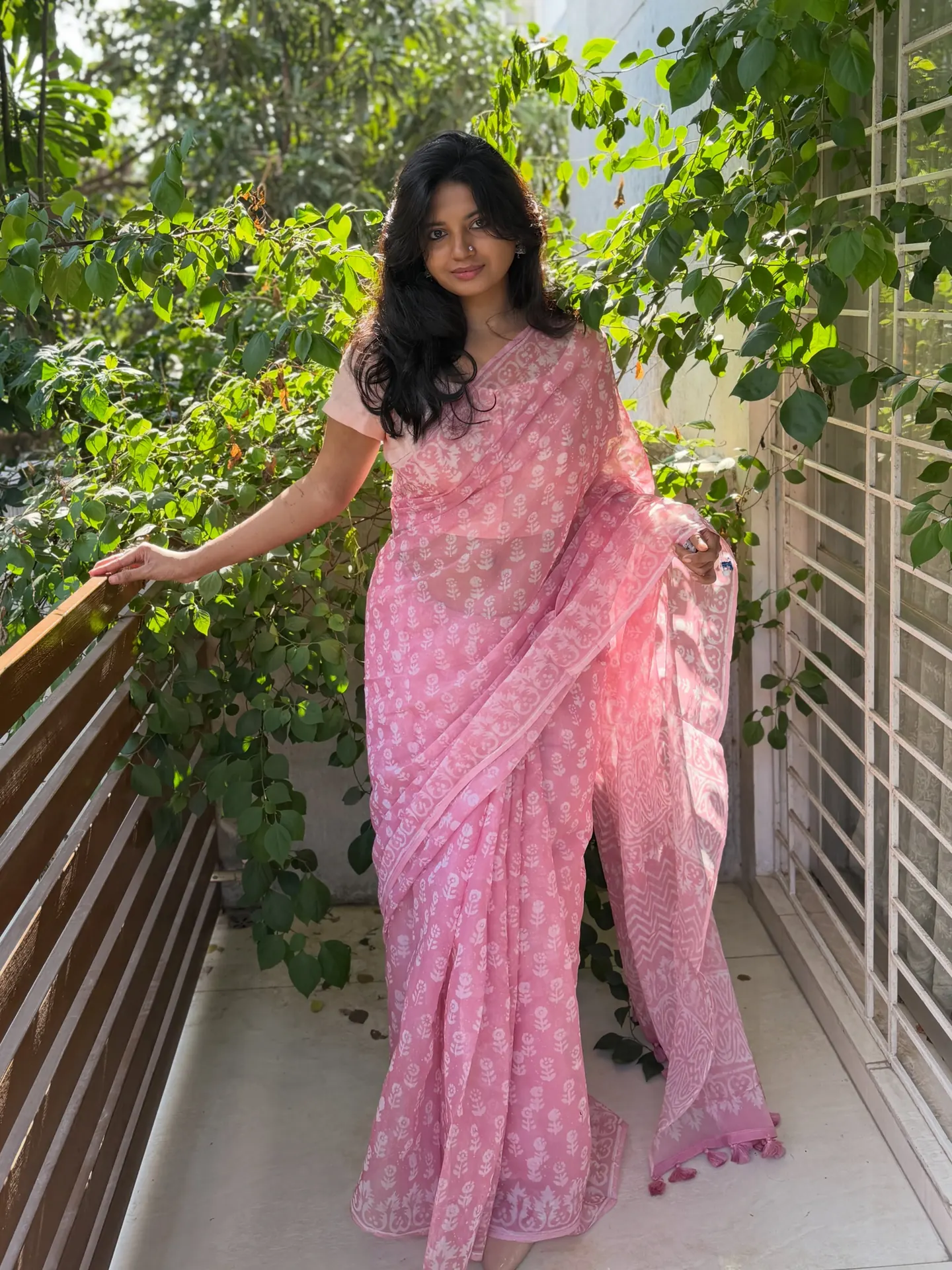Pink Semi Muslin — Semi Muslin saree