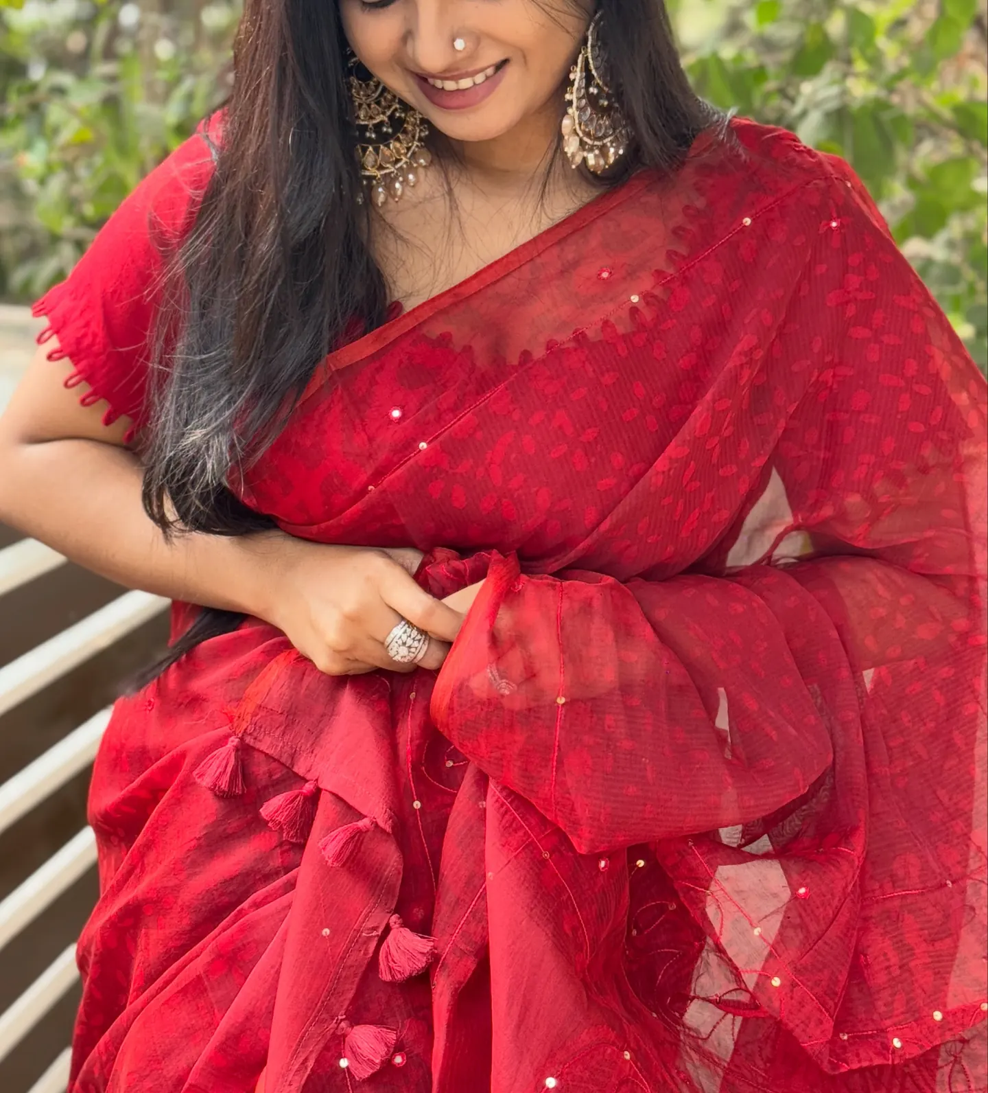Red Semi Muslin Kaarchupi, photo 4
