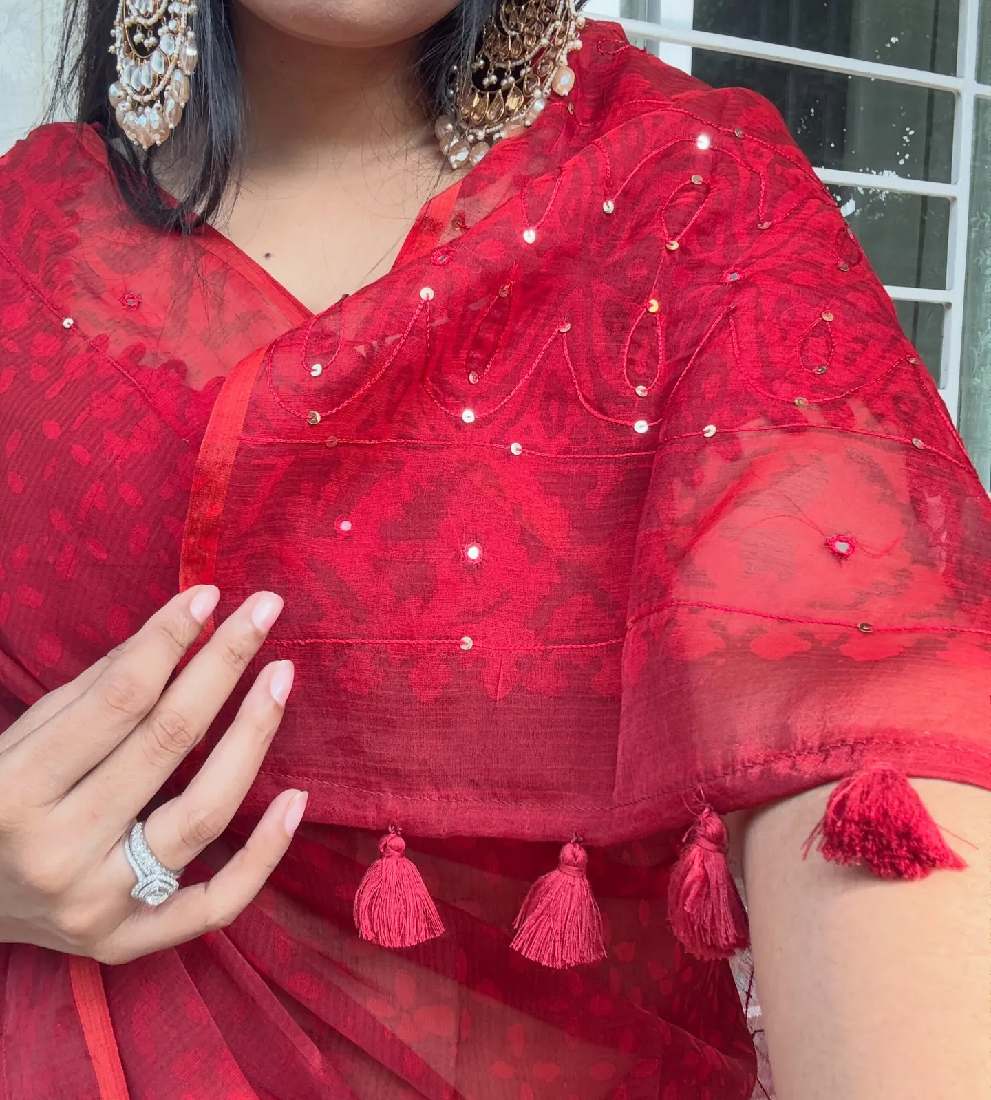 Red Semi Muslin Kaarchupi, photo 5