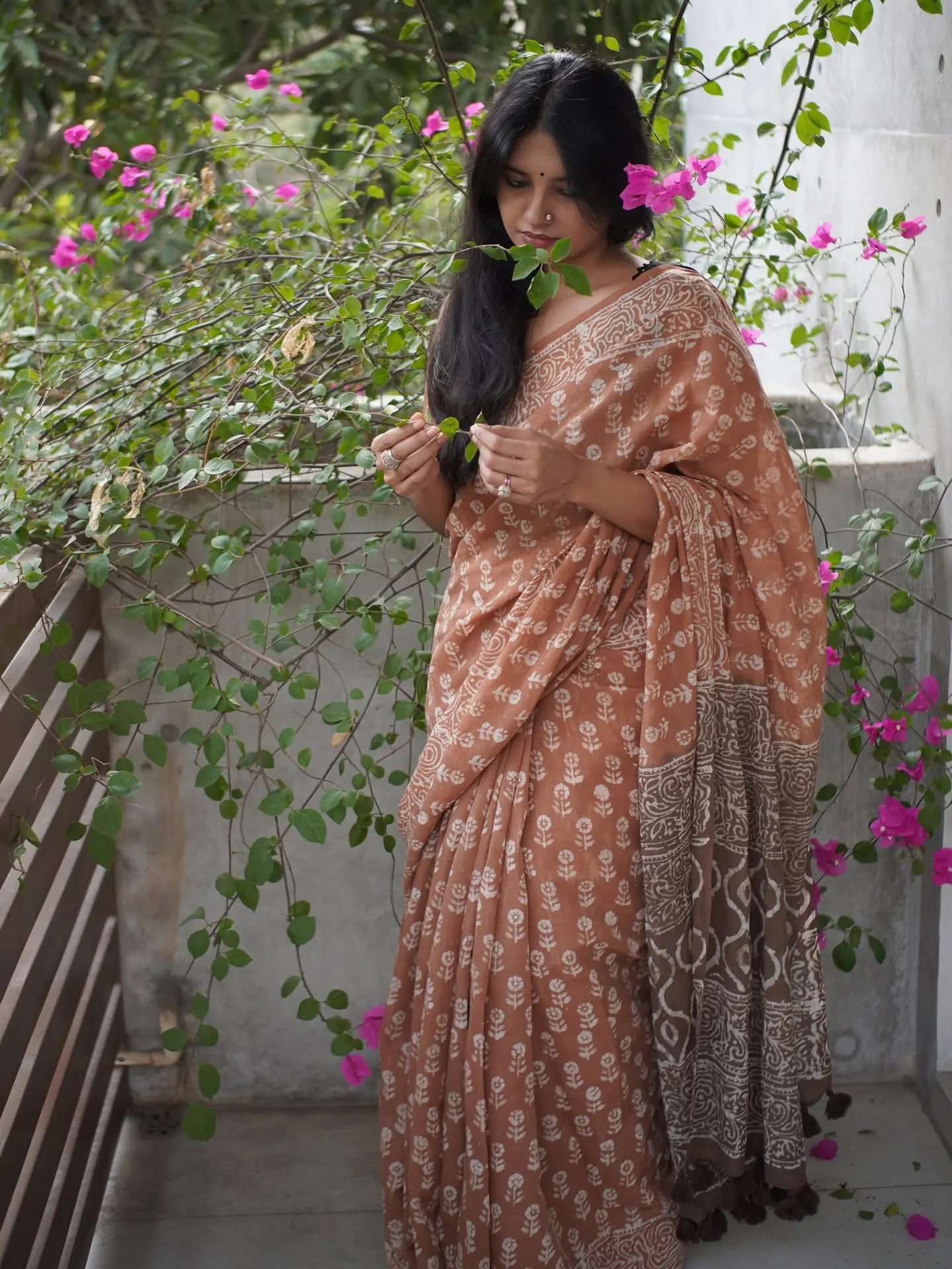 Terracotta Handloom Cotton — Natural Dye Cotton saree